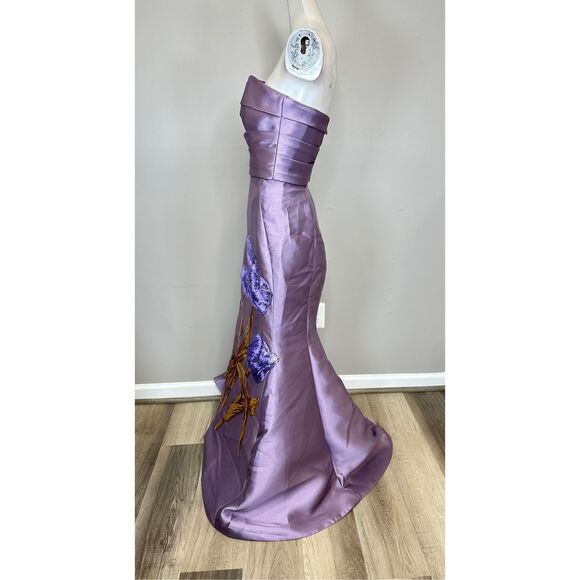 Amsale Sequin Floral Mermaid Gown in VIOLET Size US10 $2150 - Picture 8 of 11